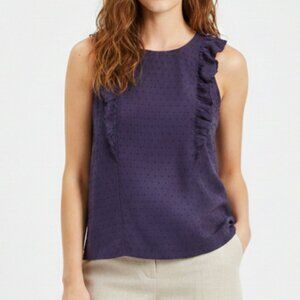 J. Crew Purple Swiss Dot Ruffle Sleeveless Top 2
